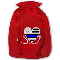 Watercress Jam Stylish Mini Drawstring Red Santa Sack Nurses Police Wife Thin Blue Line Flag Package Party Favor Bags for X-mas 13.8"x 17.7"