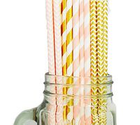 100 Pack Biodegradable Paper Straws, 7.76" Drinking Paper Straws for Household and Party Supplies, pink + gold