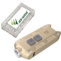 Nitecore TIP USB Rechargeable Keychain XP-G S3 light - 360 Lumens - Choice of 7 Colors w/Eco-Sensa Battery Case (Gold)