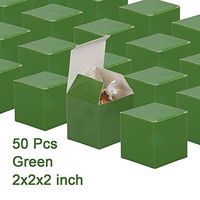 Candy Boxes Christmas Green Small Gift Boxes 2x2x2 inch,50pcs,Square Paper Treat Boxes Party Favor Boxes for Wedding,Birthday,Party Supplies