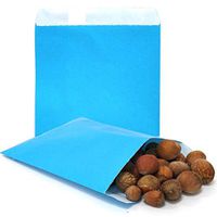 AZOWA 100 CT Small Paper Treat Sacks Blue 6 x 9 in Candy Buffet Bags for Party