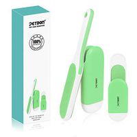 PETDOM Pet Hair Remover Brush Sturdy Handle - Double-Sided Lint Brush with Self-Cleaning Base - Removes Dog Cat Fur from Clothing, Furniture - Travel Size Included (Green, Upgraded)