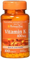 Puritans Pride Vitamin K 100 mcg Tablets, 100 Count