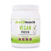 ebodymuscle Vegan Protein Powder 16 oz. Plant Based with No Animal Products. 30g Protein in Every Scoop. Build Muscle, Lose Weight, Promotes Wellness, Beautiful Younger Skin, Hair, Teeth (Vanilla)