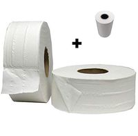 Jumbo Bathroom Roll Tissue 2-PLY (2 Rolls only) 1000 Feet Each Roll with Rollxy Brand 1 Roll of 2-1/4 x 50" Thermal Paper for Most Credit Card Machine