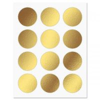 Gold Certificate Seals - Set of 36 Blank foil Stickers, 2" Across