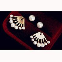 1 Pair Gold Cute Party Jewelry Trendy Women Pearl Rhinestone Ear Stud Earrings Best Fine Stylish Design Womens Designer Girls Prom Bangle Brides Comfortable
