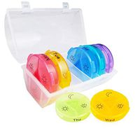 scurry Daily Pill Organizer 3 Times a Day - Weekly AM/PM Pill Box Case, Round Medicine Organizer with Moisture-Proof Design,7 Day Pill Container, Medicine Box for Vitamin/Fish Oils/Supplements
