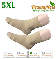 HealthyNees Closed Toe Ankle Plus Size Foot 20-30 mmHg Compression Grade Feet Swelling Energy Circulations Extra Wide Sleeve (Beige, Extra Wide Ankle 5XL)