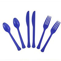 JAM PAPER Premium Extra Heavy Weight Cutlery - Assorted Utensils Set - Royal Blue - 24 Disposable Utensils/Box