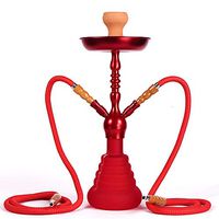 Kumiy ? 21.6" 2 Hose Hookah Combo Kit Set, Shisha Pipe Glass Base Metal Material Smoking Water Pipe Bong ?Arab Luxury Extreme Series?/Family Gathering/Party (A)