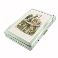 Metal Cigarette Case with Built in Lighter Alice In Wonderland D283 100's Size Cigarettes Silver Metal Wallet 4.75" X 2.75" RFID Protection