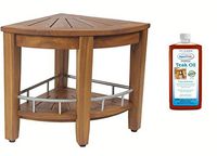 AquaTeak Patented 15.5" Kai Corner Teak & Stainless Shower Bench with Shelf & AquaTeak Premium Teak Oil