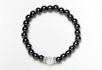 Black Single Swarovski Crystal Magnetic Stretch Bracelet (7.5)