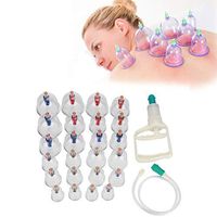 Sonew Pack of 24 Cupping Set with Pumping Handle, Extension Tube, Magnet Needles Acupuncture Treatment Massage Vacuum Suction Cupping Kits