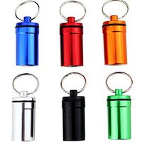 Fivebop 6Pcs Aluminum Alloy Keychain Pill Holder Fob Small Waterproof Geocaching Containers with Key Ring