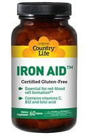 Country Life - Iron Aid, with Vitamins C, B-12, and Folic Acid - 60 Tablets