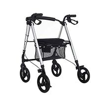 LIBWX Trolley Assisted Walker Folding Walker, with Wheel Silver Elderly Walker