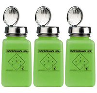 MENDA 35275 durAstatic HDPE ESD Safe One-Touch Pump Dissipative Bottle, IPA Printed, Green, 6 oz Volume (Тhree Pаck)