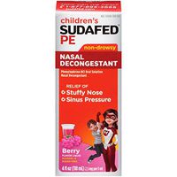 Sudafed PE Children's Nasal Decongestant Liquid Raspberry, Non Drowsy - 4oz, Pack of 3