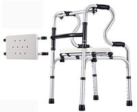 YKFU Lightweight Foldable Mobility Walker with Seat No Wheels for Adult Seniors Disabled, Adjustable Height for Short