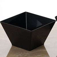 BalsaCircle 24 pcs 14 oz Black Plastic Square Bowls - Disposable Wedding Party Catering Tableware
