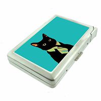 Black Cat Em8 Hip Silver Cigarette Case With Built In Lighter 4.75" X 2.75" Id Holder Metal Wallet RFID Protection