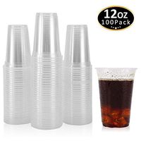 Plastic Cups, 100 Pack 12 Oz Clear Plastic Cups, Plastic Cups 12 Oz Clear Cups, Disposable Clear Plastic Cups Water Cups Disposable Cups, 12 Oz Water Clear Plastic Cups Clear Plastic Cups Plastic Cups