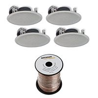 Yamaha NSIW360C 2-Way In-Ceiling Speaker System - White (4 Speakers + AmazonBasics Speaker Wire)