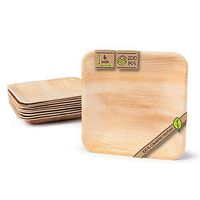 Naturally Chic Palm Leaf Compostable Plates | 6” Square Biodegradable Disposable Small Dinnerware Bulk Set - Eco Friendly - Plates for Weddings, Parties, BBQs, Events (200 Pack)