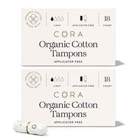 Cora Organic Cotton Non-Applicator Tampons; Chlorine & Toxin Free - Light (36 Count)