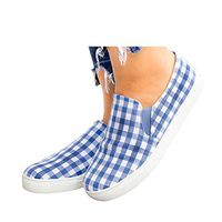 Veodhekai Women's Flats Canvas Round Toe Comfortable Canvas Large Size Flat Casual Breathable Single Shoes Blue
