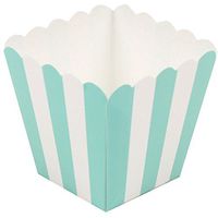 JAM PAPER Popcorn Box - 3 x 3 - Aqua Striped - 10/Pack