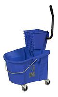 Continental 335-312BL, Blue 35 Quart Splash Guard Mop Bucket with SW12 Side-Press Wringer (Case of 1)