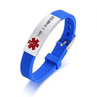 HEABY Medical Alert ID Bracelet Laser Engraved Type 2 Diabetes Adjustable Wristband for Men Women Emergency First Aid