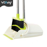 Voovvy Dustpan and Broom - [2019 Version] Broom and Dustpan Brush with Long Handle Premium Upright Stand up, Suitable for Home Kitchen Office Lobby Floor Patio Sweeping, Indoor/Outdoor Spaces