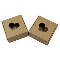20Pcs Brown Kraft Paper Box with Heart-Shaped Window Gift Craft Candy Chocolate Paper Packaging Boxes (7.5x7.5x3cm (3x3x1.2 inch))
