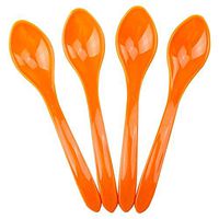 Curved Plastic Ice Cream Spoons - Orange Disposable Dessert Spoons - 5.75 Inch Birthday Party Spoons - Frozen Dessert Supplies - Fast Shipping! 100 Count