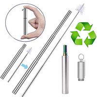 Reusable Stainless Steel Telescopic Straw,Portable Collapsible Reusable Straws with Case, Cleaning Brush and Keychain Perfect for Travel, Home,Office (Silver)