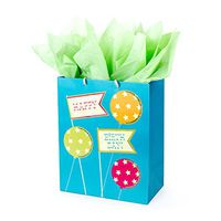 Hallmark 13" Large Birthday Gift Bag with Tissue Paper (Happy Birthday to You, Flags and Balloons)