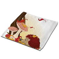 2-Pack 13" Face Bath Towel Set Hand Towels and Washcloths Microfiber Dish Cloth, Defoliating Autumn Leaves Falling on Amanita Muscaria Mushrooms and a Hedgehog