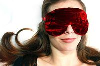 Candi Andi Handmade Weighted Sleep Eye Mask Pillow for Aromatherapy, Stress Relief, Sleep, Migraine, Yoga| Hot/Cold | Flax Seed Filled | Unscented | Colorful Crushed Velvet | Ruby Red | TEMVF-RD