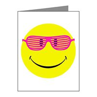 Note Card Neon Yellow Smiley Face Sunglasses