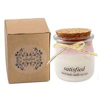 Natural Soy Wax Scented Candle, Pudding Bottle Jar Candle, Relaxing Scent & Long Lasting, Peach & Lemon Green Tea Fragrance, Pink Candle