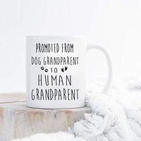whitexzzx First Time Grandma Promoted to Grandparent Mug New Baby Announcement Dog Grandparent Mug Promoted to Human Grandparent, Birth Announcement,