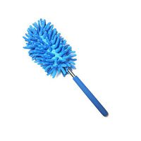 OUNONA Microfiber Duster with Extension Pole Easy Grip Telescopic Handle for Ceiling Fans Blinds Furniture Shutters Cars (Blue)