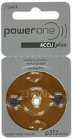 Power One ACCU Plus Size 312 Rechargeable Hearing Aid Batteries