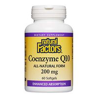 Natural Factors, Coenzyme Q10 200mg, CoQ10 Supplement for Energy, Heart and Antioxidant Support, Gluten Free, 60 softgels (60 servings)