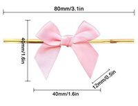 16 Color Gift Bows,Pink Twist Tie Bows for Bakery Candy Lollipop Cello Bag(50 Pack)