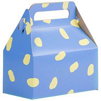 JAM PAPER Gable Gift Box with Handle - Small - 3 1/4 x 6 x 3 - Blue and Yellow Dots Design - Sold Individually